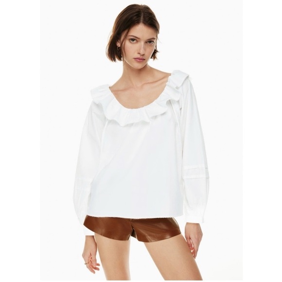Wilfred Aritzia Verbena Poplin White Frill Collar Long Sleeve Top Blouse XS - Picture 1 of 13